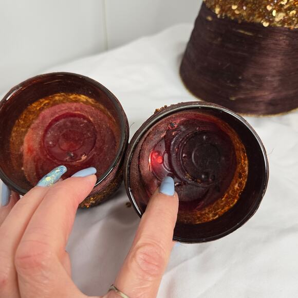 Home for the Holidays EUC Christmas tree candle set vintage 2005 brown gold - Picture 14 of 14